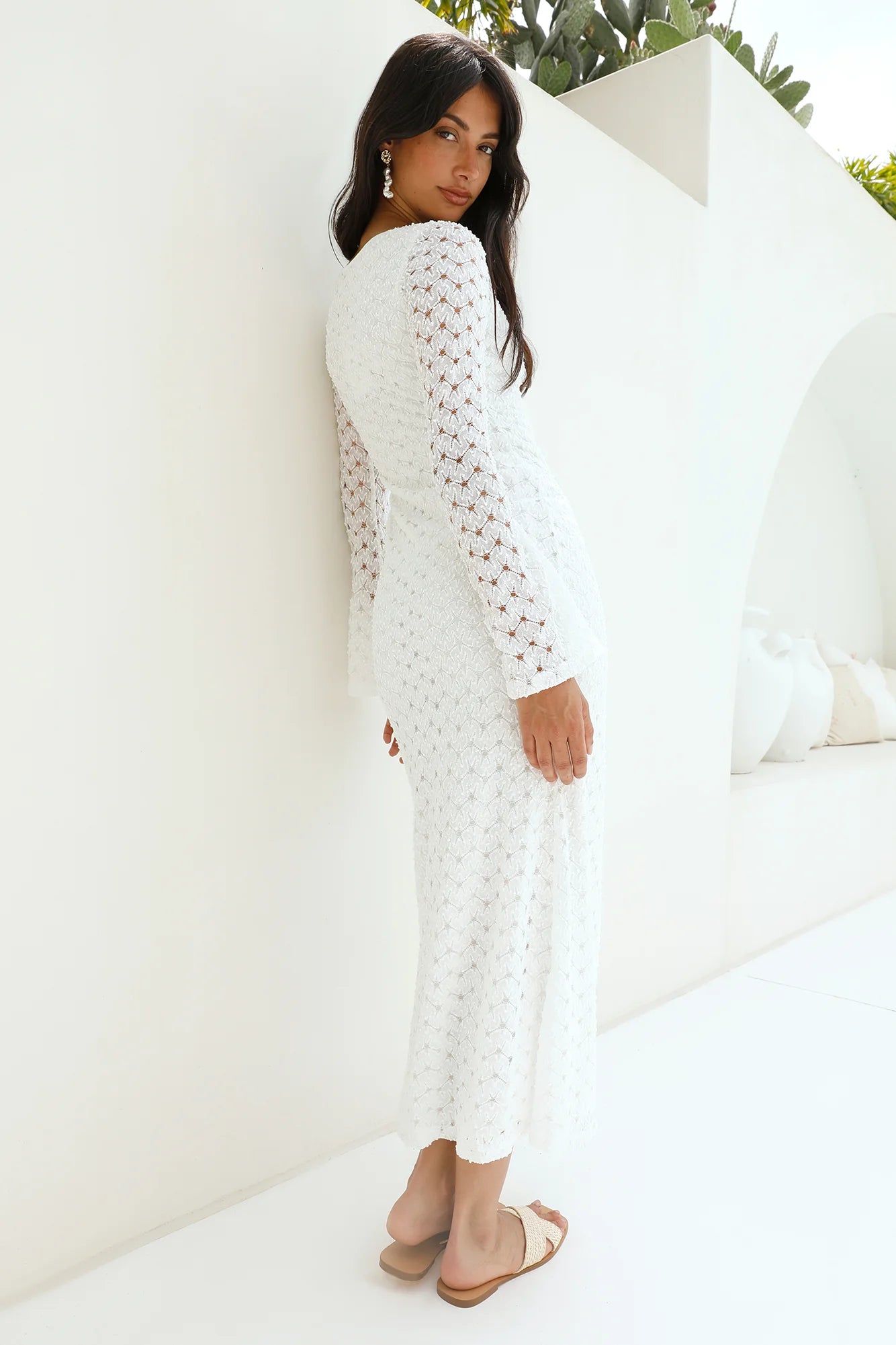 Ivory Moon Maxi Dress White