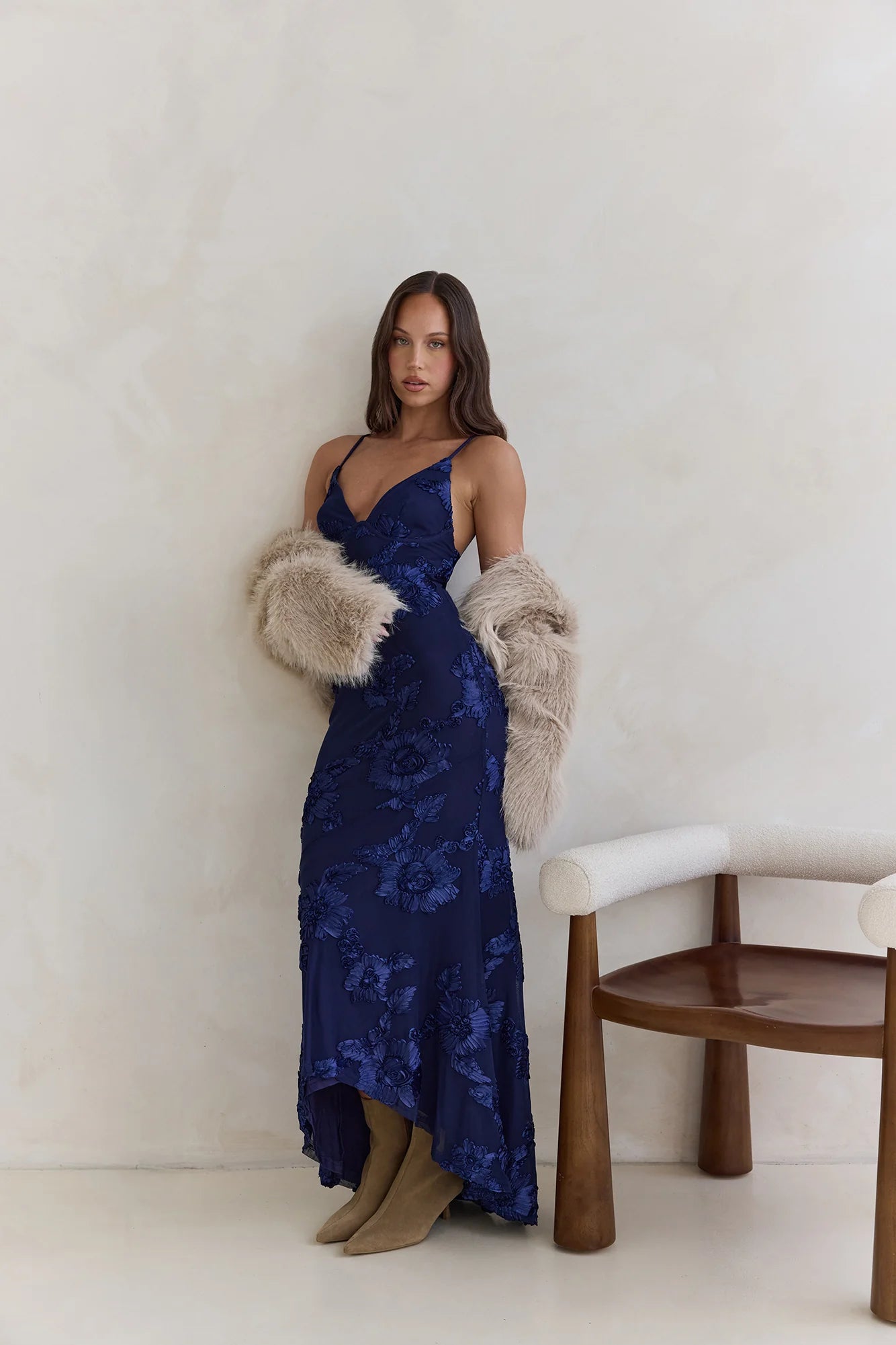 Love For You Mesh Maxi Dress Navy