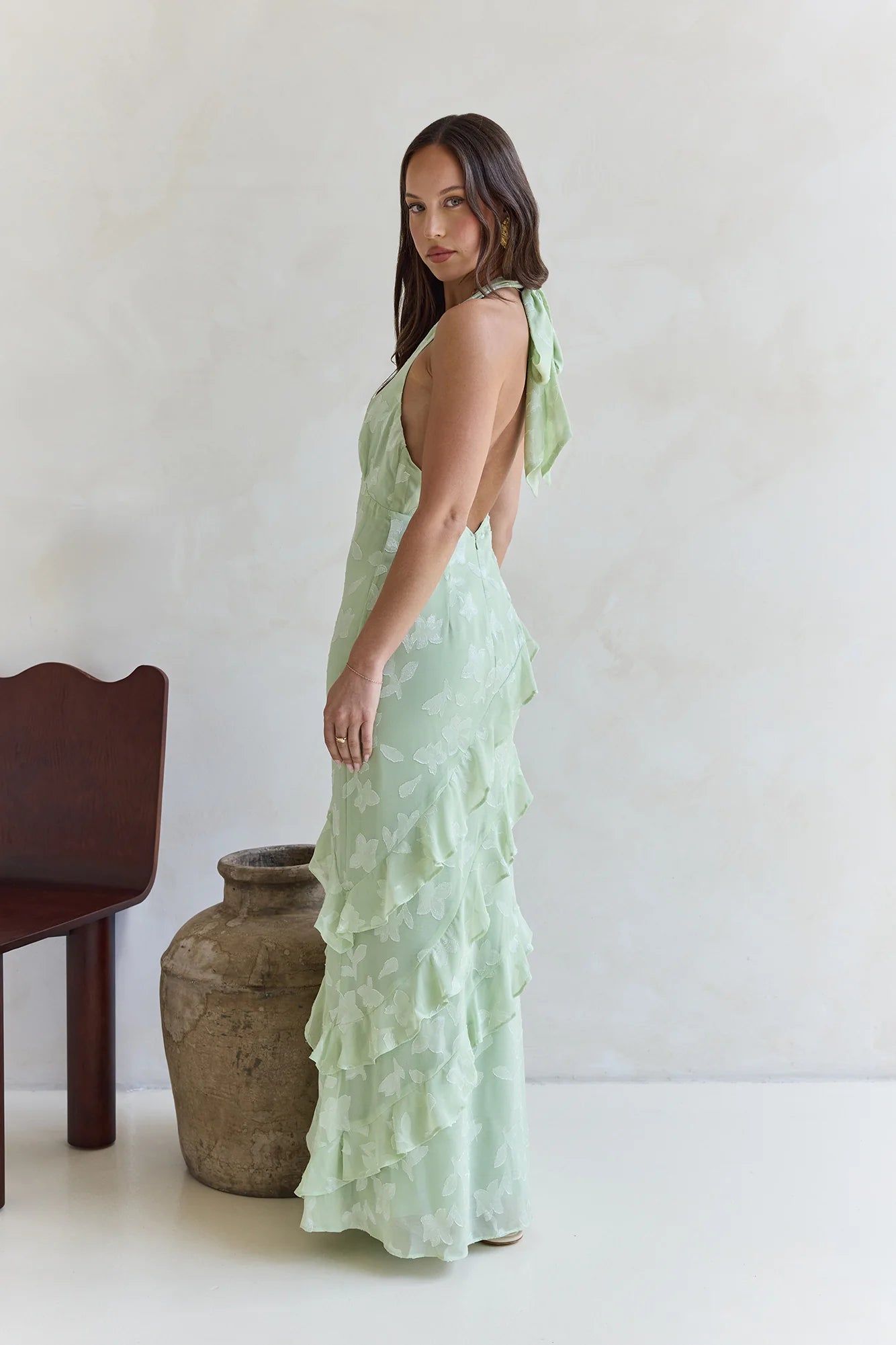 Dream Catchers Halter Maxi Dress Green