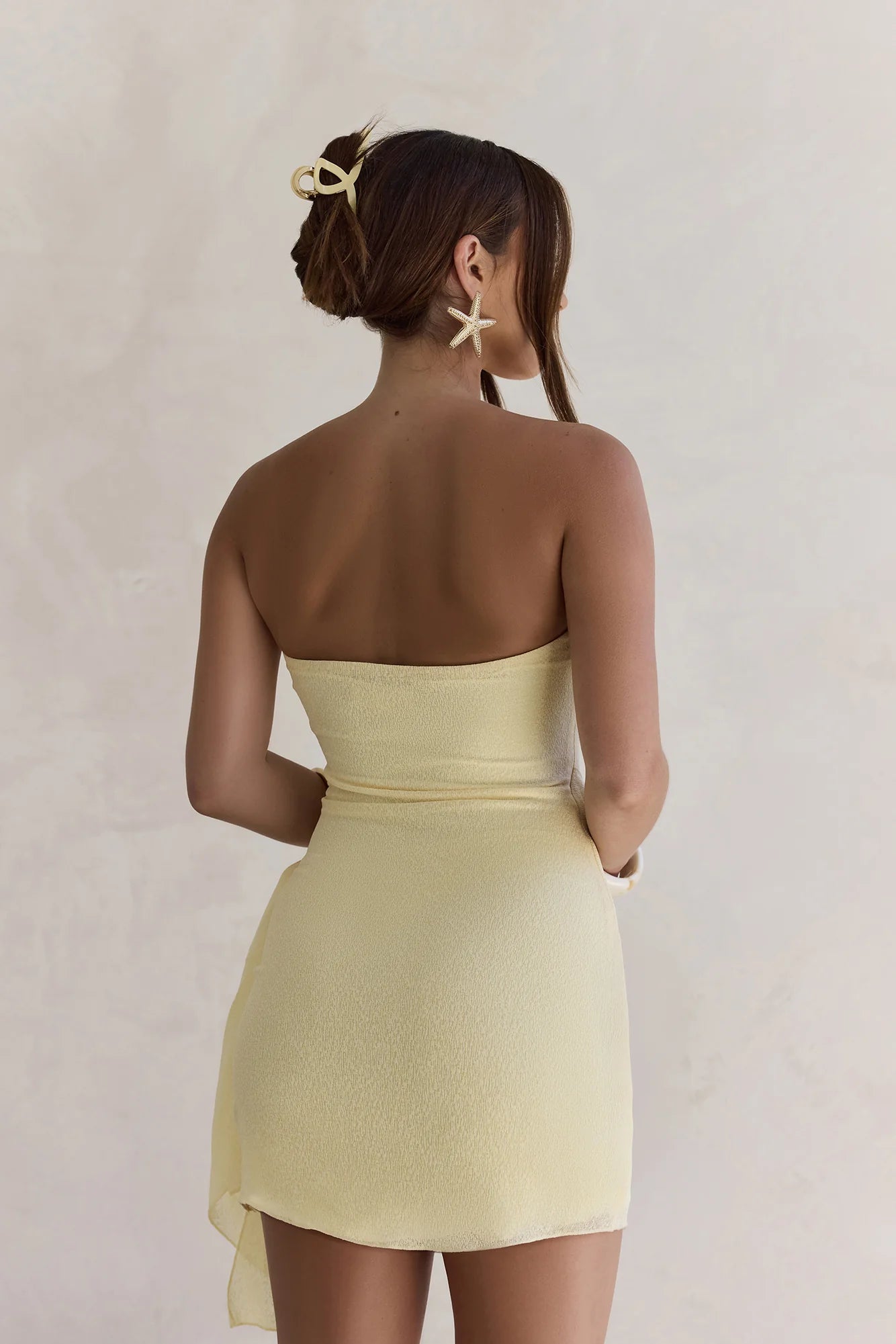Catching Sunrays Strapless Mini Dress Yellow