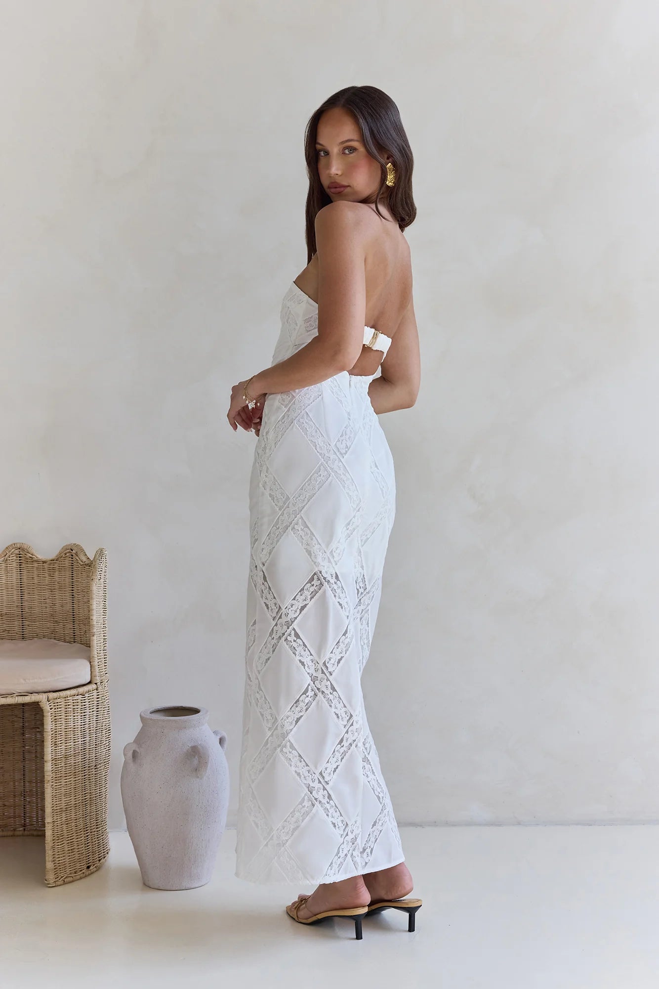 Ocean Air Oasis Strapless Maxi Dress White