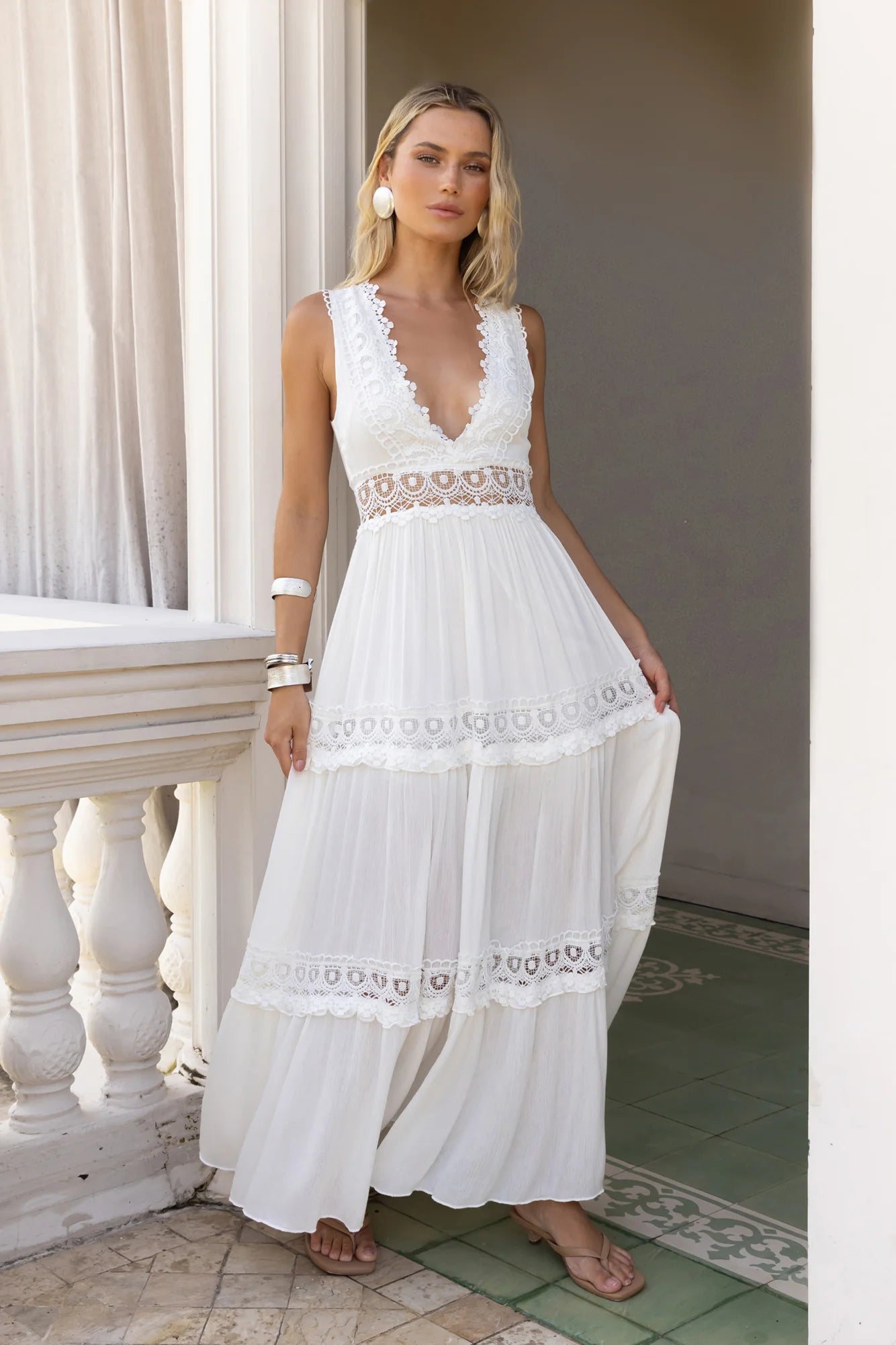 Playing Games Maxi Dress White