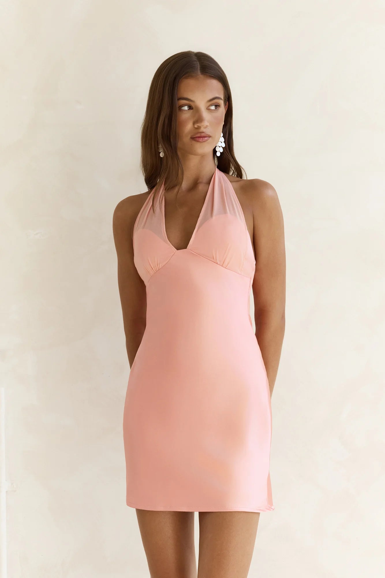 Higher And Higher Satin Halter Mini Dress Orange