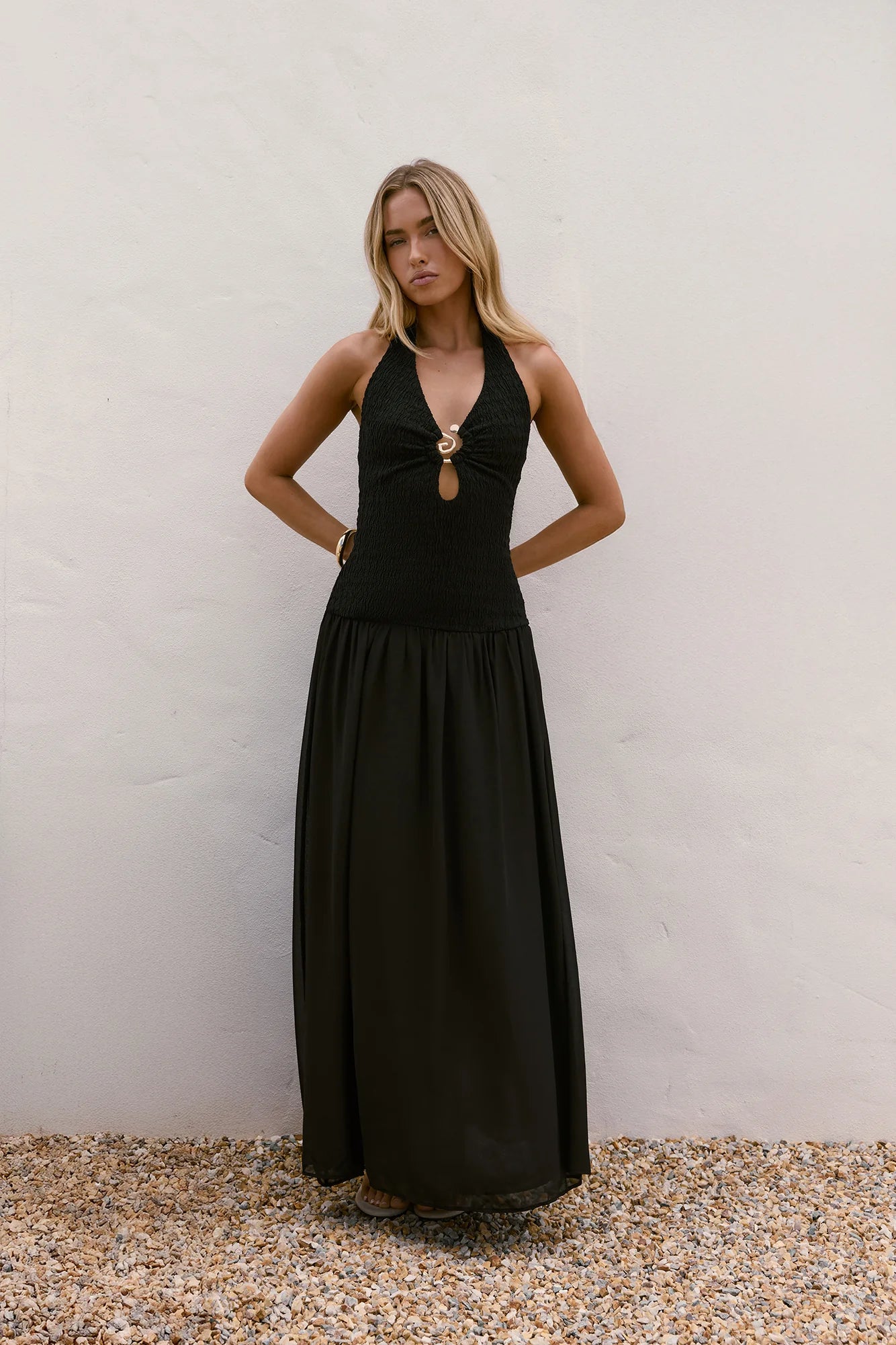 Piece Of Peace Halter Maxi Dress Black