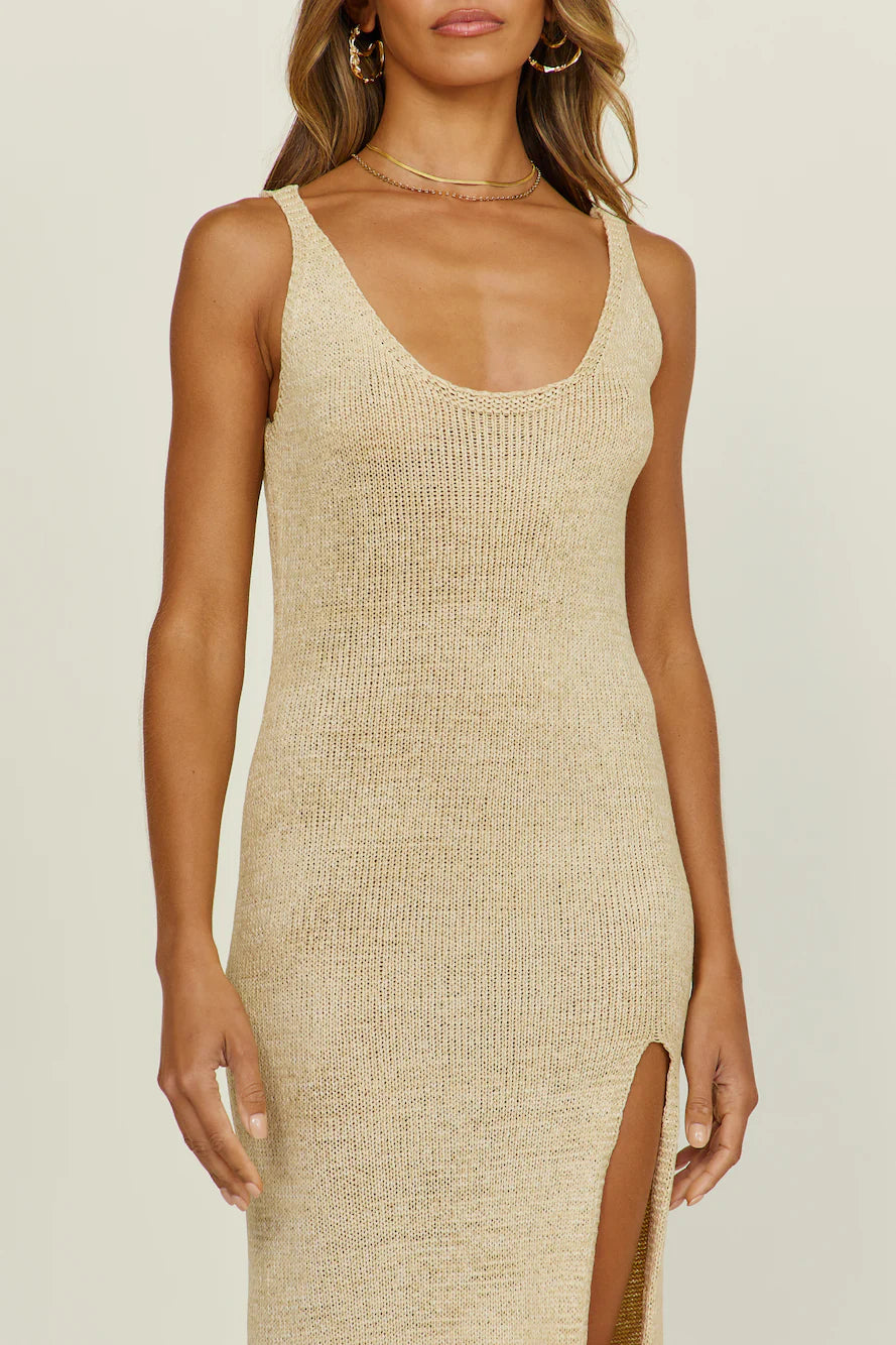 SNDYS Breeze Knit Midi Dress Sand