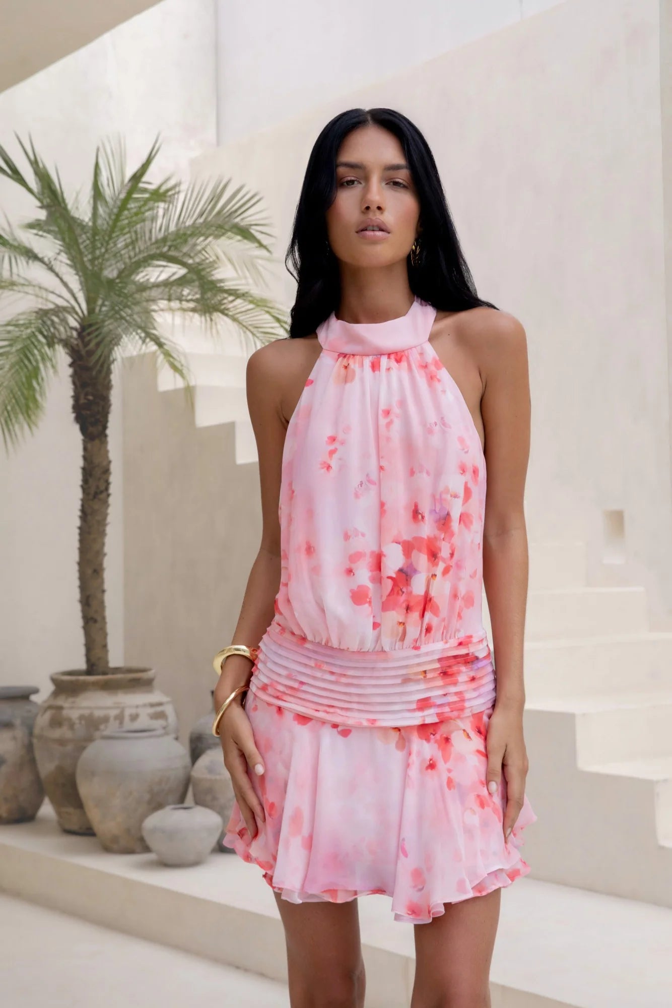 Sweet Summer Nights Halter Mini Dress Pink