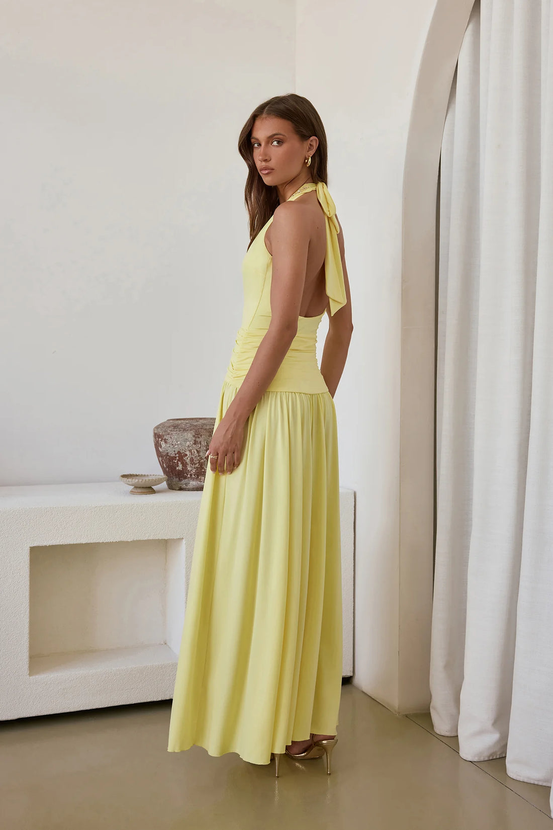 Bewitched By Light Halter Maxi Dress Yellow