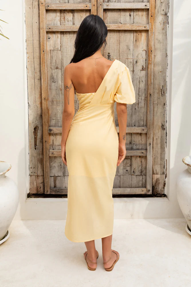 Velvet Skies Midi Dress Yellow