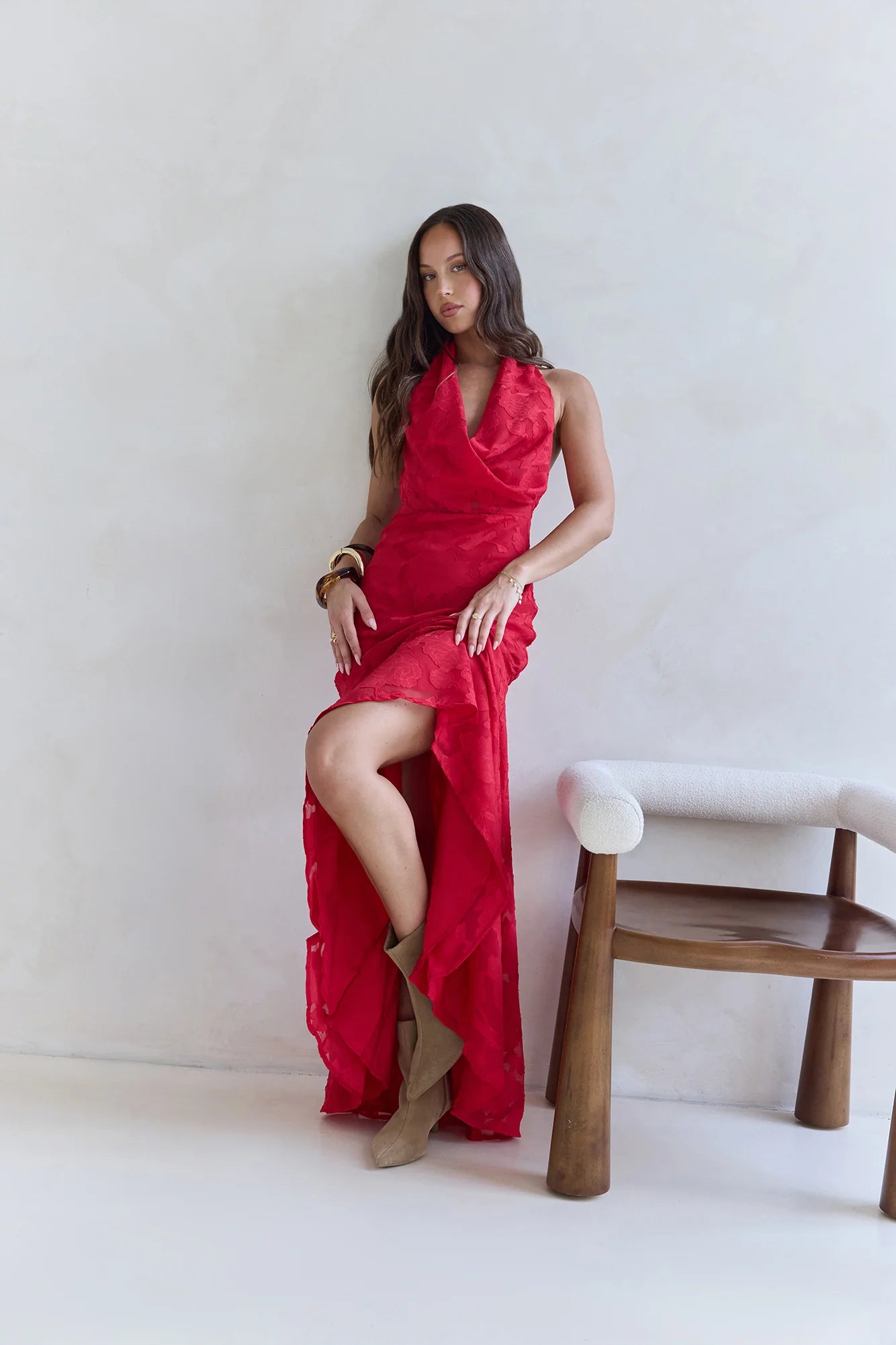 More And More Halter Maxi Dress Red