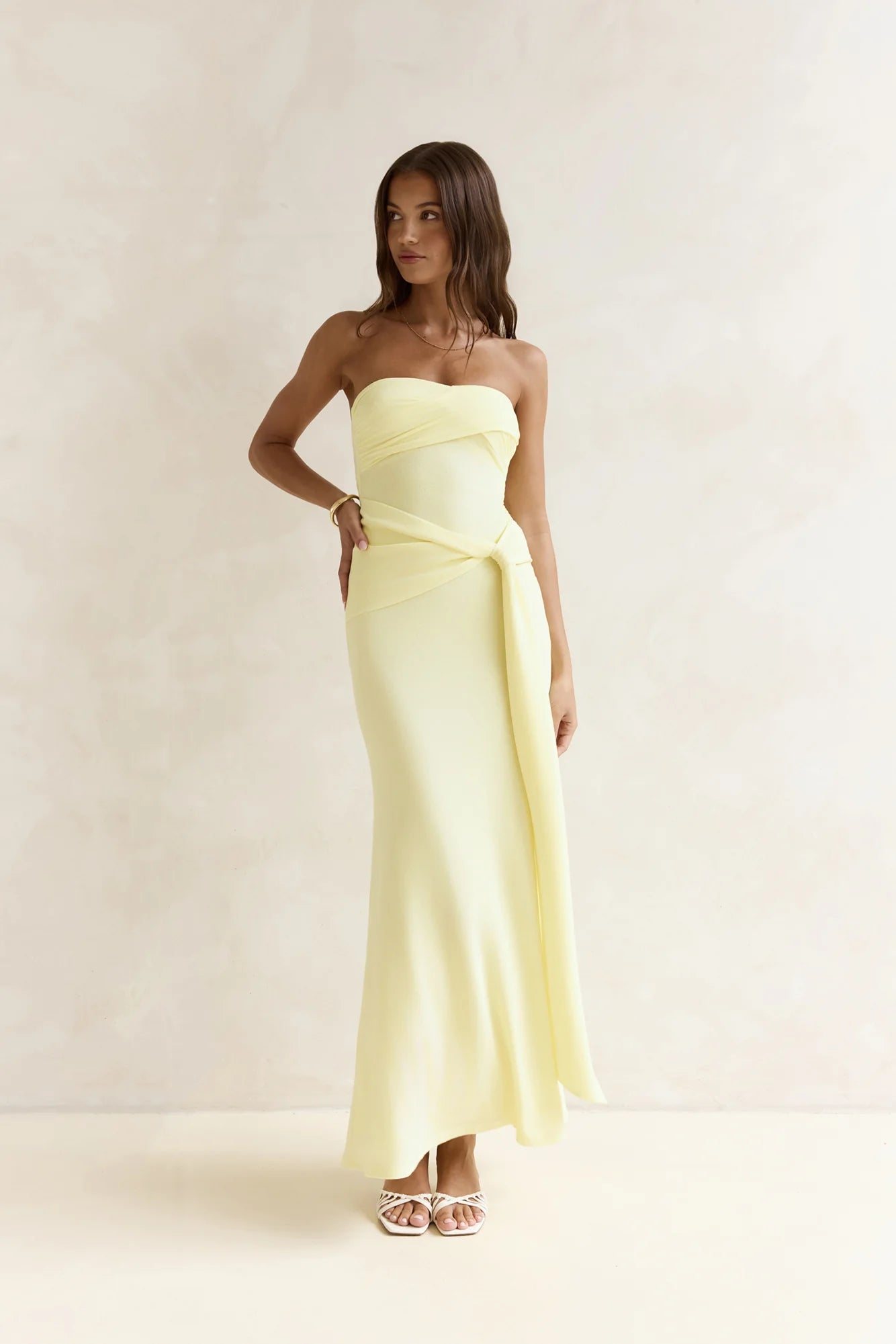 Follow You Strapless Maxi Dress Yellow