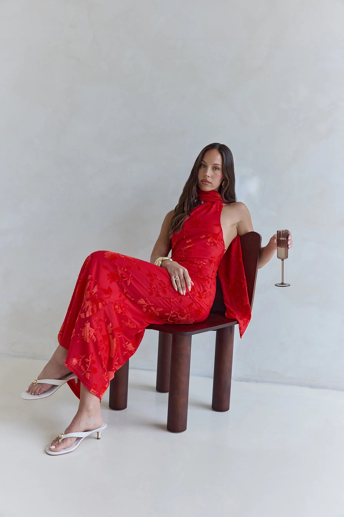 Catching Blooms Maxi Dress Red