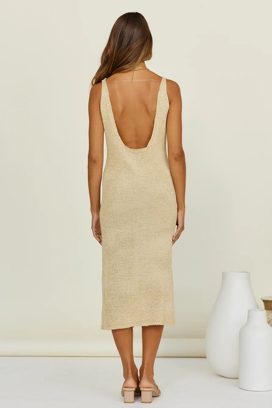 SNDYS Breeze Knit Midi Dress Sand