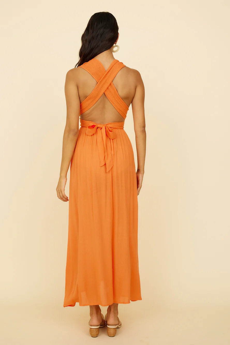 Skyfall Midi Dress Orange
